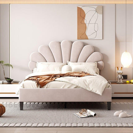 Blush Petal Bed – Floral Headboard Luxury Designer Bed