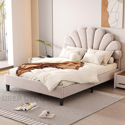 Blush Petal Bed – Floral Headboard Luxury Designer Bed