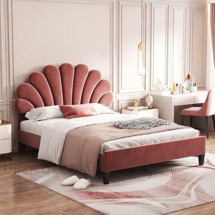 Blush Petal Bed – Floral Headboard Luxury Designer Bed