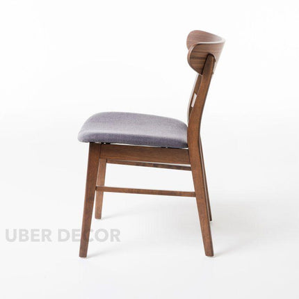 Moro Set of 4 Mid-Century Modern Dining Chairs with Curved Wood Back and Upholstered Seat - Uber Decor