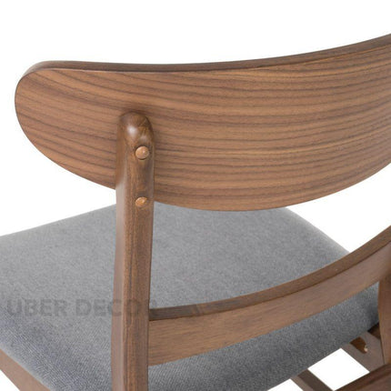 Moro Set of 4 Mid-Century Modern Dining Chairs with Curved Wood Back and Upholstered Seat - Uber Decor