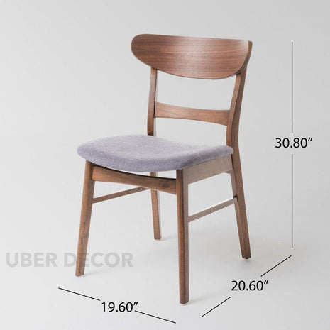 Moro Set of 4 Mid-Century Modern Dining Chairs with Curved Wood Back and Upholstered Seat - Uber Decor