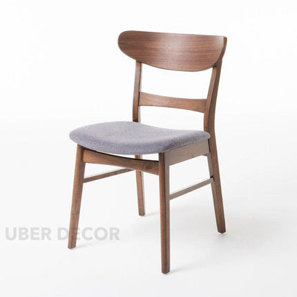 Moro Set of 4 Mid-Century Modern Dining Chairs with Curved Wood Back and Upholstered Seat - Uber Decor