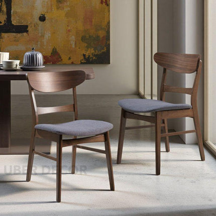 Moro Set of 4 Mid-Century Modern Dining Chairs with Curved Wood Back and Upholstered Seat - Uber Decor