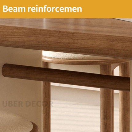 Alba Form Oval 6 Seater Dining Table Japandi Scandinavian Design Natural Oak Top Cream Cylindrical Legs Ideal for Dining Room - Uber Decor