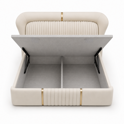 Velvarest Luxe Fluted Bed – Art Deco Headboard for Chic Bedroom Spaces