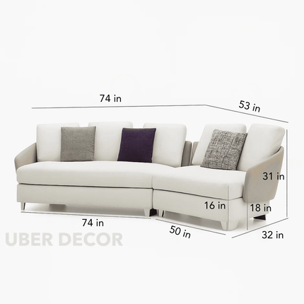 Venetian Luxe - Traditional & Mediterranean Style - Curved Sofa - For Living Room