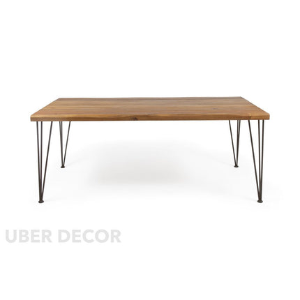 Kairo Dining Table Clean Line Design Mid Century Modern American Inspired Solid Wood Dining Table with Metal Hairpin Legs for Dining Room
