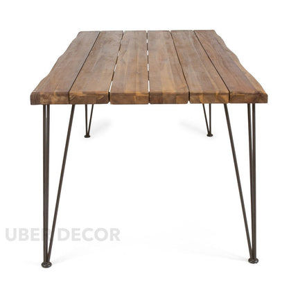 Kairo Dining Table Clean Line Design Mid Century Modern American Inspired Solid Wood Dining Table with Metal Hairpin Legs for Dining Room