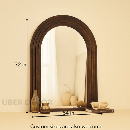 Vivienne Arched Layered Wood Mirror – Sculptural Wall Mirror for Niche & Console Styling