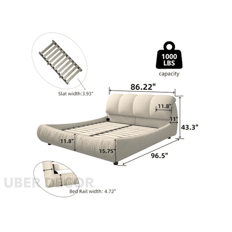 Dreamy Drift Wabi‑Sabi Curved Budget Bed – Modern Bedroom Staple - Uber Decor