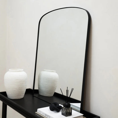 Arco- Mid Length Arch Shaped Metal Framed Mirror for Console, Makeup Table, Powder Room or Vanity