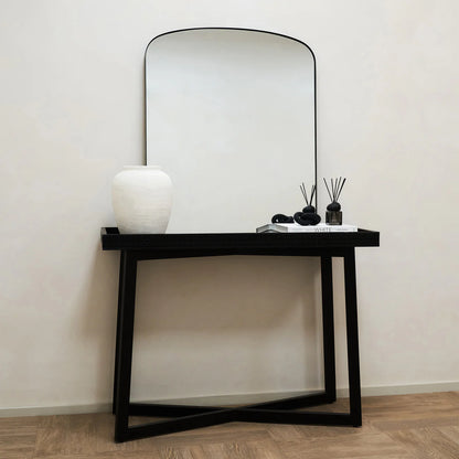 Arco- Mid Length Arch Shaped Metal Framed Mirror for Console, Makeup Table, Powder Room or Vanity