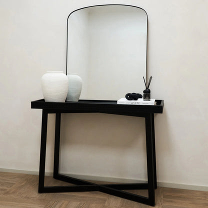 Arco- Mid Length Arch Shaped Metal Framed Mirror for Console, Makeup Table, Powder Room or Vanity