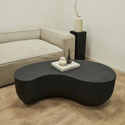 Rokel Organic Sculpt Coffee Table Contemporary Minimalist Wabi Sabi European Designer Ribbed Center Table Custom Finish for Luxury Seating Area