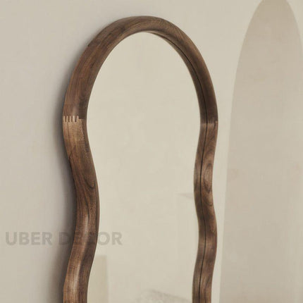 Seraphina Wavy Teak Floor Mirror – Artistic Full-Length Mirror for Bedroom & Living Room