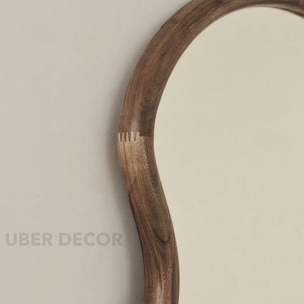 Seraphina Wavy Teak Floor Mirror – Artistic Full-Length Mirror for Bedroom & Living Room