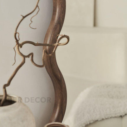 Seraphina Wavy Teak Floor Mirror – Artistic Full-Length Mirror for Bedroom & Living Room