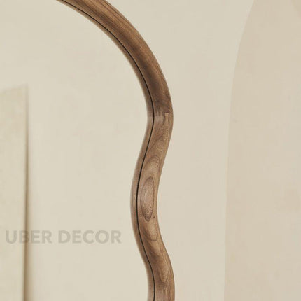 Seraphina Wavy Teak Floor Mirror – Artistic Full-Length Mirror for Bedroom & Living Room