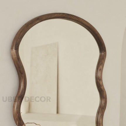 Seraphina Wavy Teak Floor Mirror – Artistic Full-Length Mirror for Bedroom & Living Room