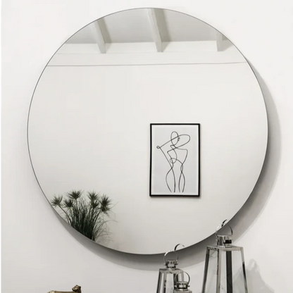 SphereBliss Round Frameless Mirror for Console Table, Powder Room or Vanity