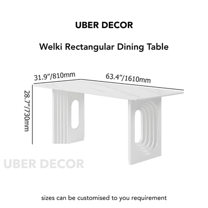 Welkin Home Rectangular Marble Top Dining Table Modern Mid-Century European Luxury Table for Dining Room Kitchen Dining Area & Formal Dining Hall