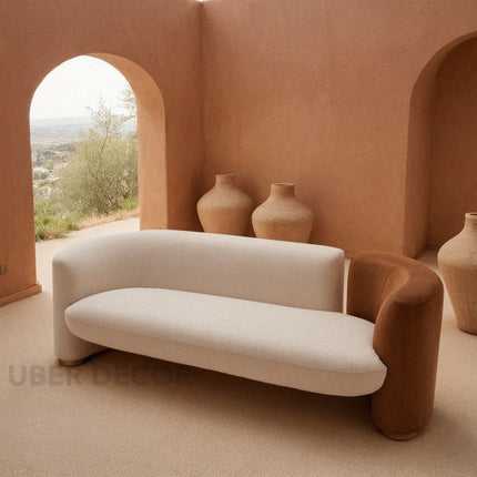 Veracruz 2-Seater Curved Sofa Modern Organic Dual-Tone Luxury Couch for Living Room