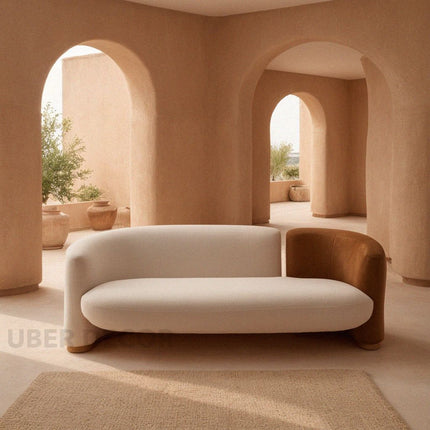 Veracruz 2-Seater Curved Sofa Modern Organic Dual-Tone Luxury Couch for Living Room