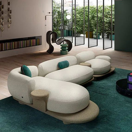 Bordeaux Designer Sofa Modern Japandi Luxury Couch with Sculptural Chaise Form  Customizable Made-to-Order Living Room Sofa