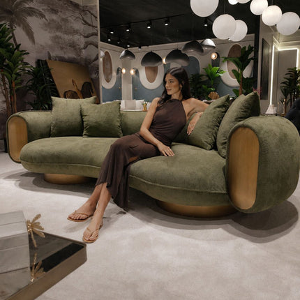 Verde Halo Sculptural Designer Sofa with Organic Curved Silhouette Customisable Luxury Statement Couch for Artistic Contemporary Interiors
