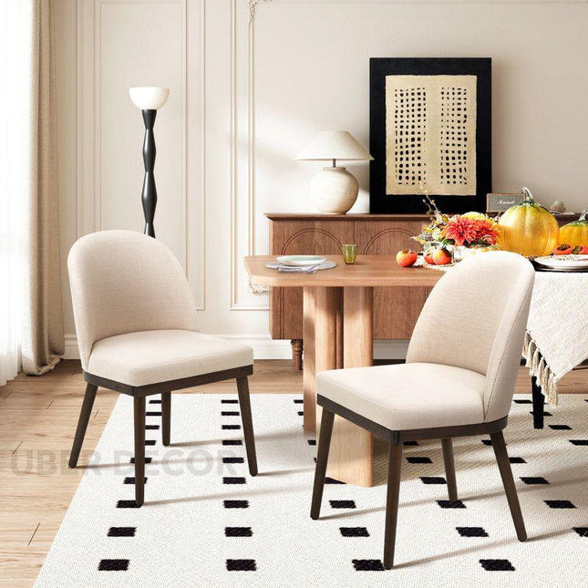Evara Modern Dining Chair Set of 2 Mid Century Design Solid Wood Legs Custom Made Ideal for Dining Room Kitchen Dining Area - Uber Decor