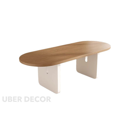 Arelis Oval Dining Table Contemporary Minimal Design Solid Wood Base Made to Order Dining Table for Dining Room and Kitchen Dining Area