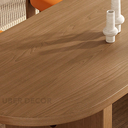 Arelis Oval Dining Table Contemporary Minimal Design Solid Wood Base Made to Order Dining Table for Dining Room and Kitchen Dining Area