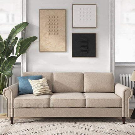 Venice Sofa- Simple Classic 2 and 3-Seater Upholstered Sofa Couch for Living Room, Bedroom or Office