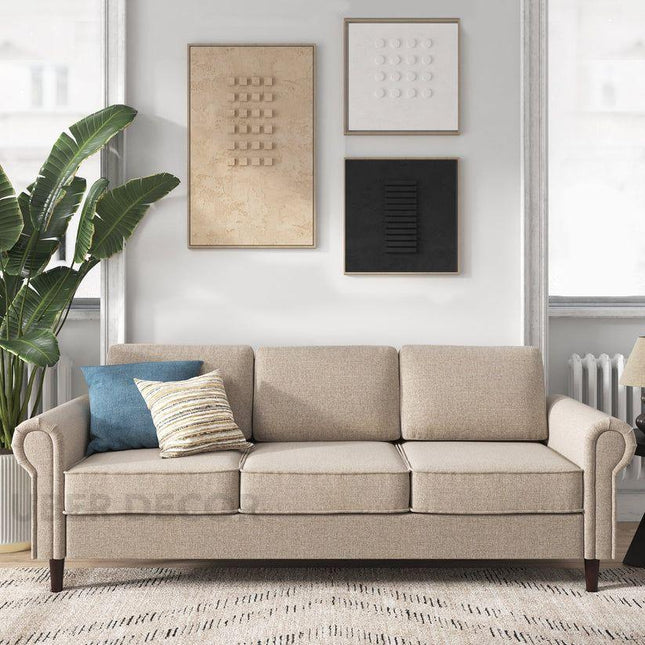 Venice Sofa- Simple Classic 2 and 3-Seater Upholstered Sofa Couch for Living Room, Bedroom or Office