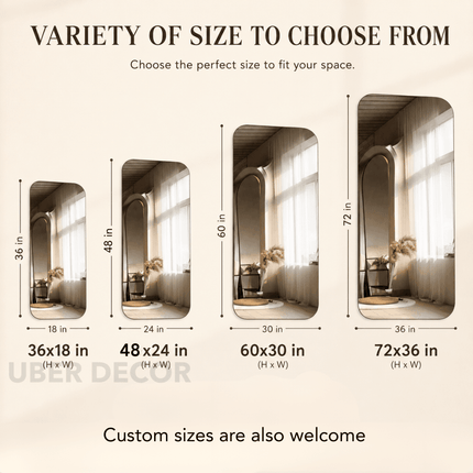 Zyra Frameless Full Length Asymmetrical Wall Mirror - Uber Decor