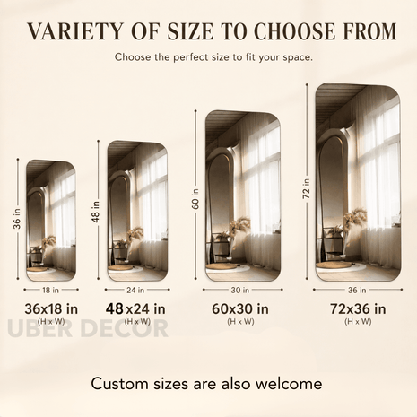 Zyra Frameless Full Length Asymmetrical Wall Mirror - Uber Decor