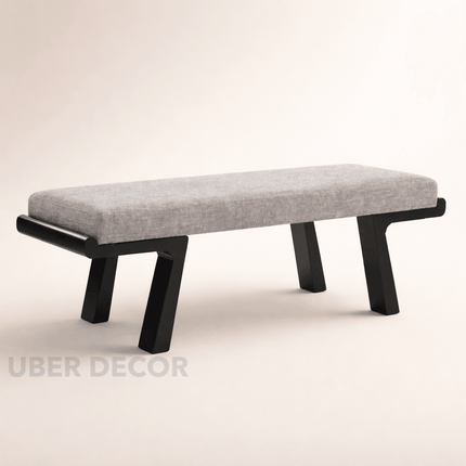 Gujarat Bloom Solid Wood Upholstered Dining and Living Bench Modern Indian Minimal Furniture