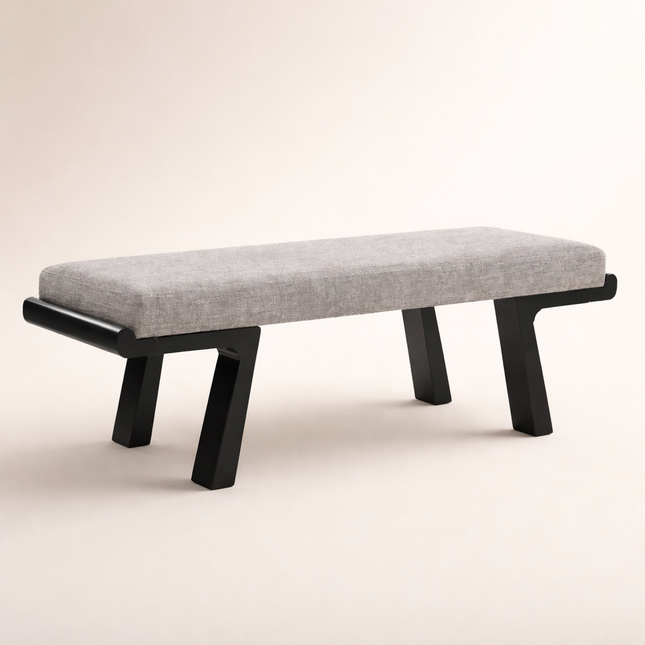 Gujarat Bloom Solid Wood Upholstered Dining and Living Bench Modern Indian Minimal Furniture