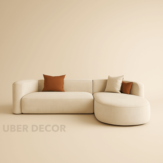 Rome Curved Sectional Sofa with Chaise Japandi Modern Minimalist Sofa for Living Room & Lounge