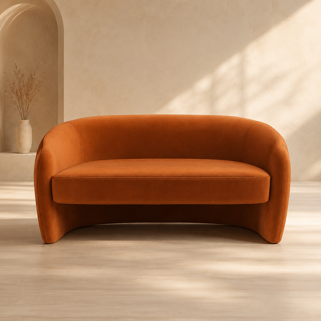 Bergen 61" Upholstered 2 Seater Loveseat Elegant Sculptural Sofa for Living & Lounge