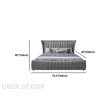 Nocturne Crest Wingback Bed – Gold Accent Luxury Master Bed