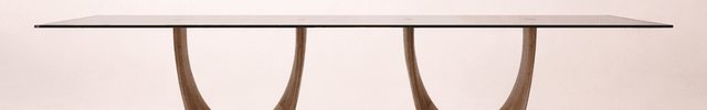 Vireon Rectangular Dining Table Contemporary Architectural Design Glass Top Solid Wood Base Made to Order Dining Table for Dining Room