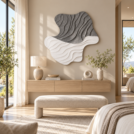 Flowing Terrain Japandi Wall Art – Organic Wave Relief Sculpture for Living Room, Entryway & Modern Interiors