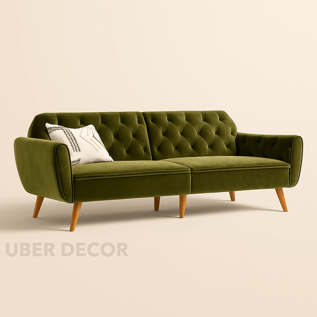 Santiago 83" Futon Sofa- Tufted Laid Back Convertible Futon Couch Bed for Small Spaces, Home or Office