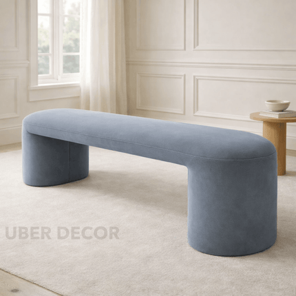 Wool Luxe Hallway Ottoman Bench| Boucle Dresser & Living Room Stool | Versatile Bedroom Makeup Bench