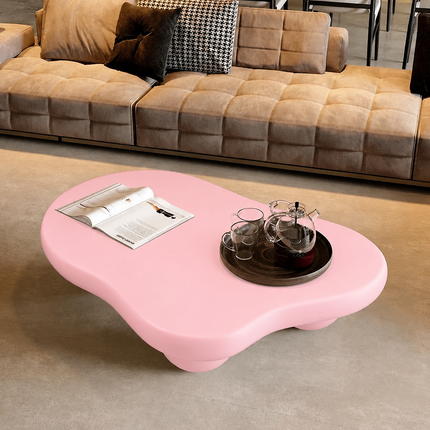 Yarra Noir Wabi-Sabi French Cloud Coffee Table – Japandi Minimalist Rounded Legs Center Table for Living Room