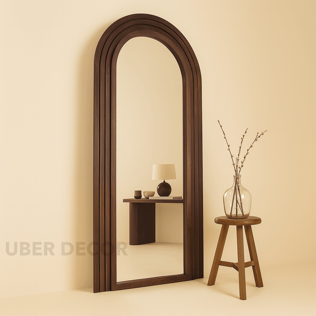 Ruby Arched Layered Wood Wall Mirror – Elegant Full-Length Mirror for Entryway & Living Room