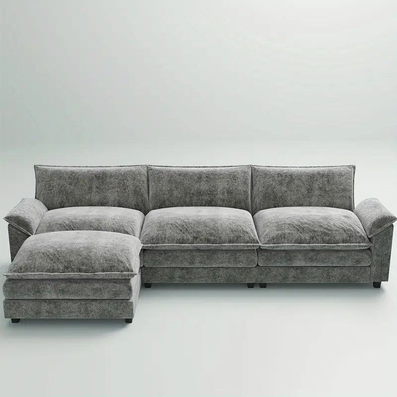 Manila 119" L-Shaped Sofa- 3 Seater Sectional Sofa with Reversible Toffee Chair & Movable Footrest