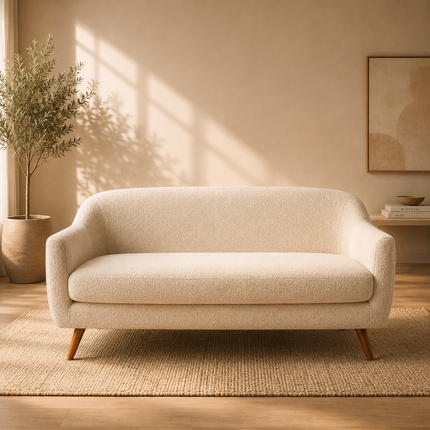 Aroha 2 or 3 Seater Curved Loveseat Modern Minimalist Sofa with Tapered Legs for Living Room
